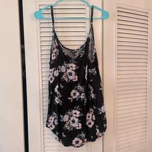 Black floral tank top